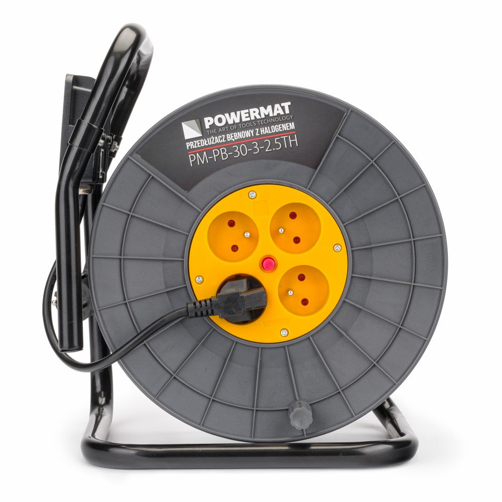 Prelungitor pe rola cu tambur si LED, 30 m, Powermat PM-PB-30-3-2.5TH