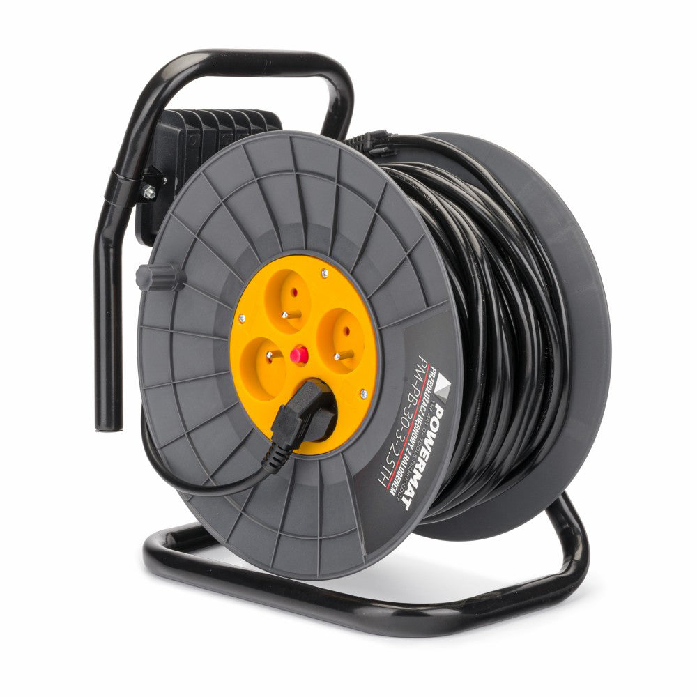 Prelungitor pe rola cu tambur si LED, 30 m, Powermat PM-PB-30-3-2.5TH
