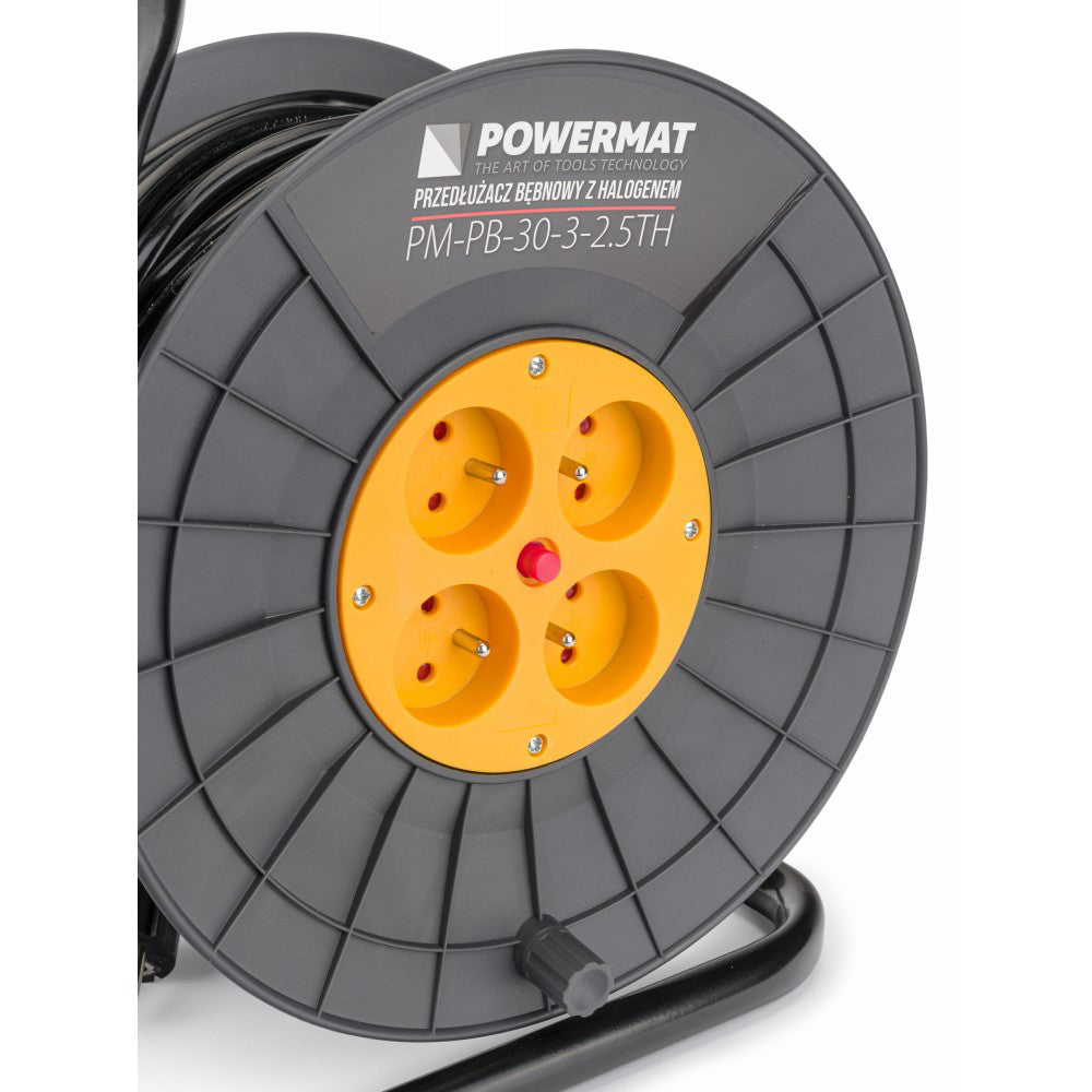 Prelungitor pe rola cu tambur si LED, 30 m, Powermat PM-PB-30-3-2.5TH