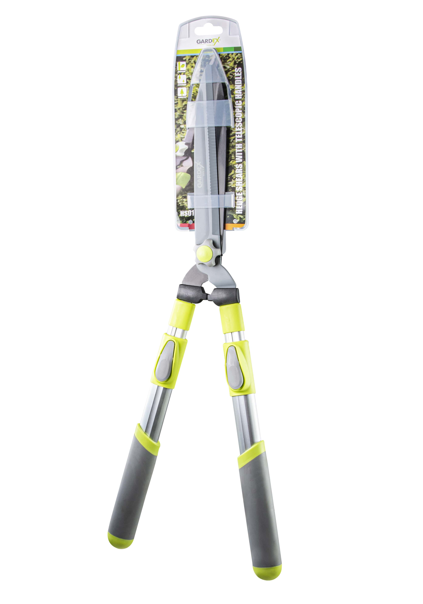 Foarfeca pentru gard viu HS01 cu manere telescopice, Gardex 402700