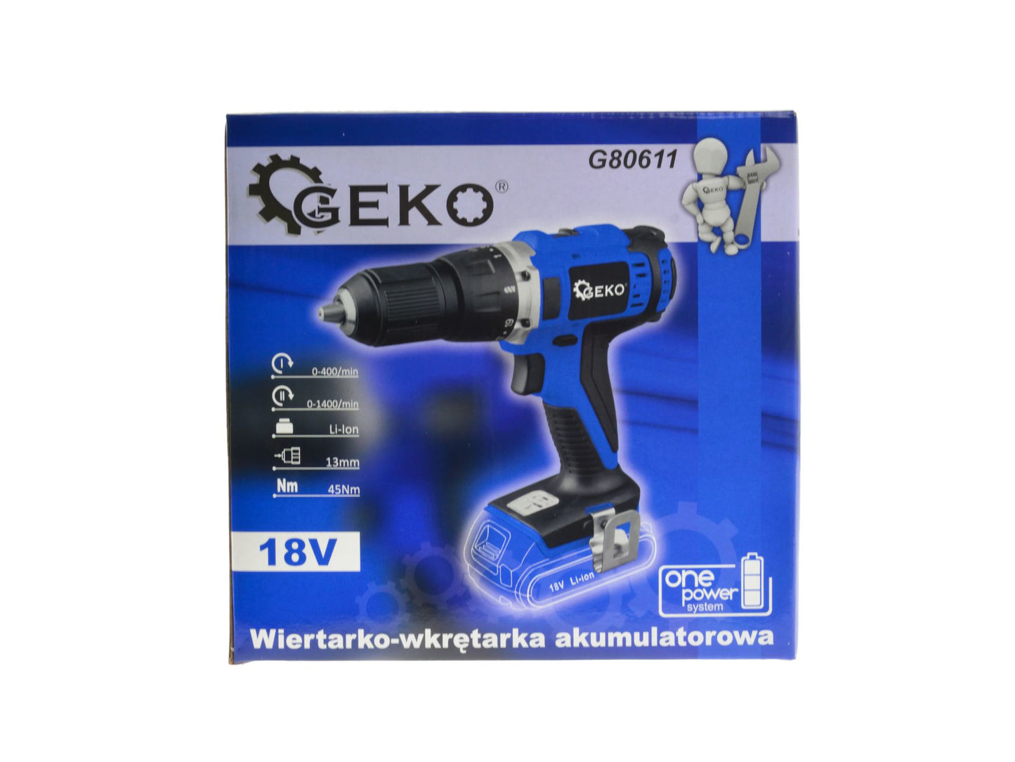 Set surubelnita electrica, 45 Nm, 13 mm, acumulator 2Ah, incarcator 18 V, Geko G80611-2
