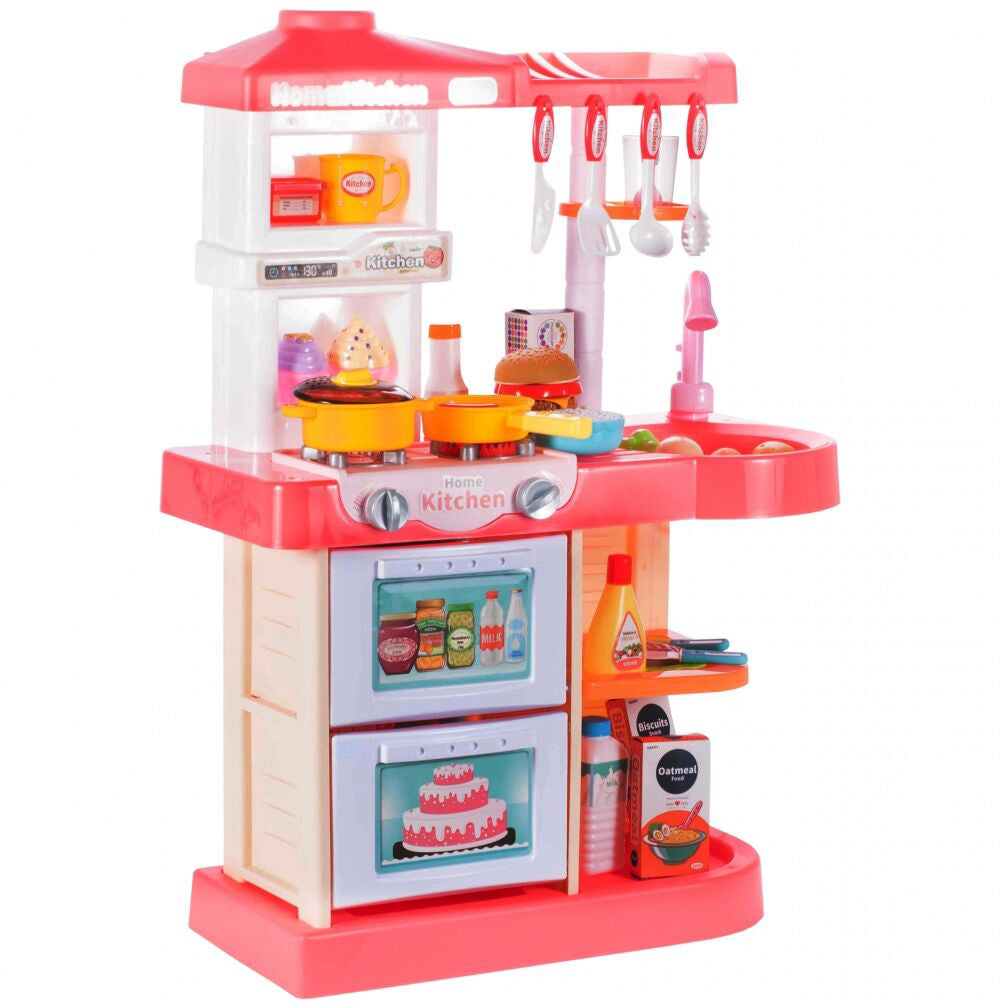 Set bucatarie pentru copii cu accesorii, cutii si recipiente pentru alimente, tacamuri, 26 elemente, MalPlay 107884