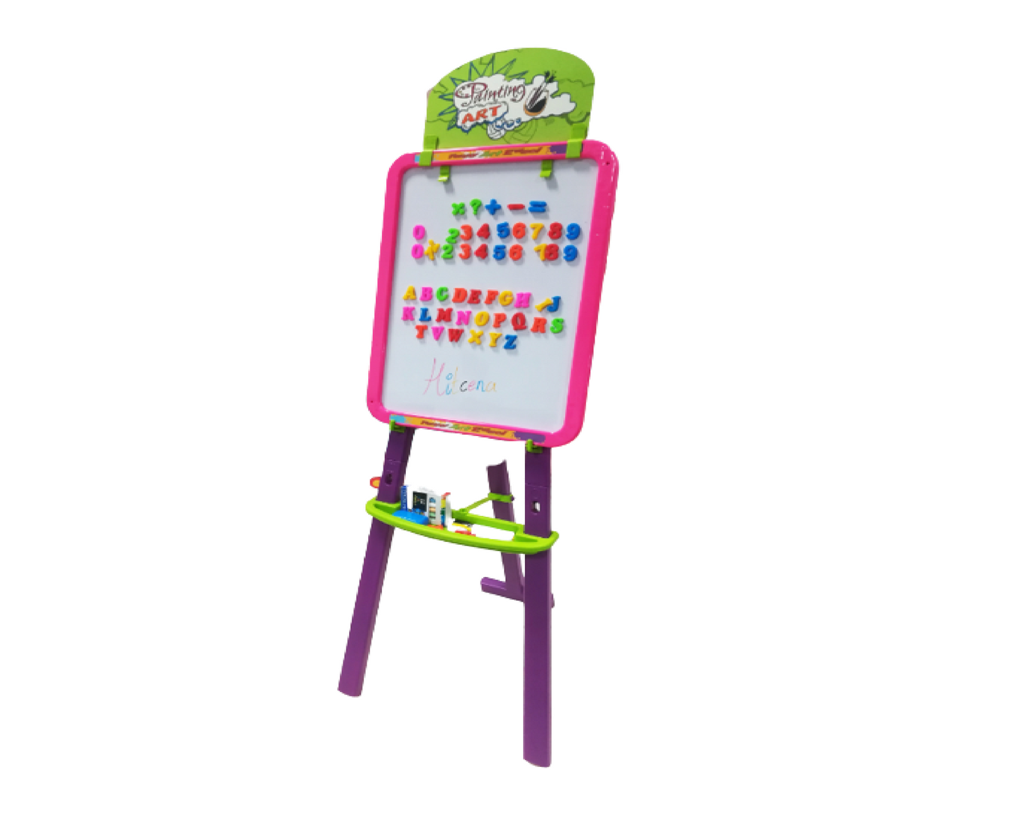 Set tabla 2 in 1, creta, markere, litere si cifre magnetice, burete, MalPlay 108403