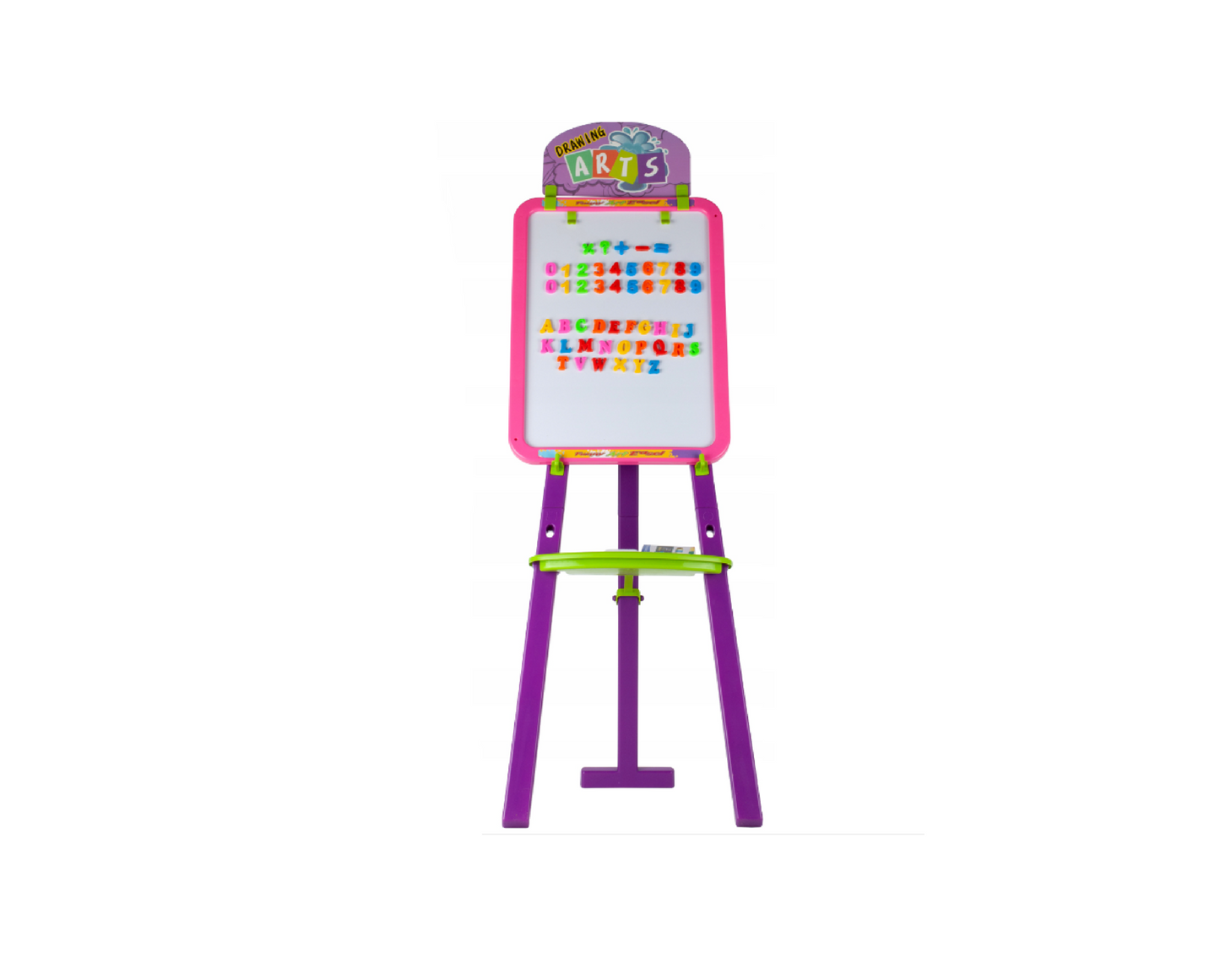 Set tabla 2 in 1, creta, markere, litere si cifre magnetice, burete, MalPlay 108403