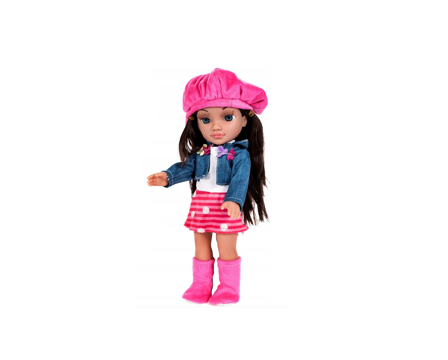 Set papusa bruneta Honey Pretty Doll cu accesorii, pieptene, perie, agrafe, 5 piese, MalPlay 105984