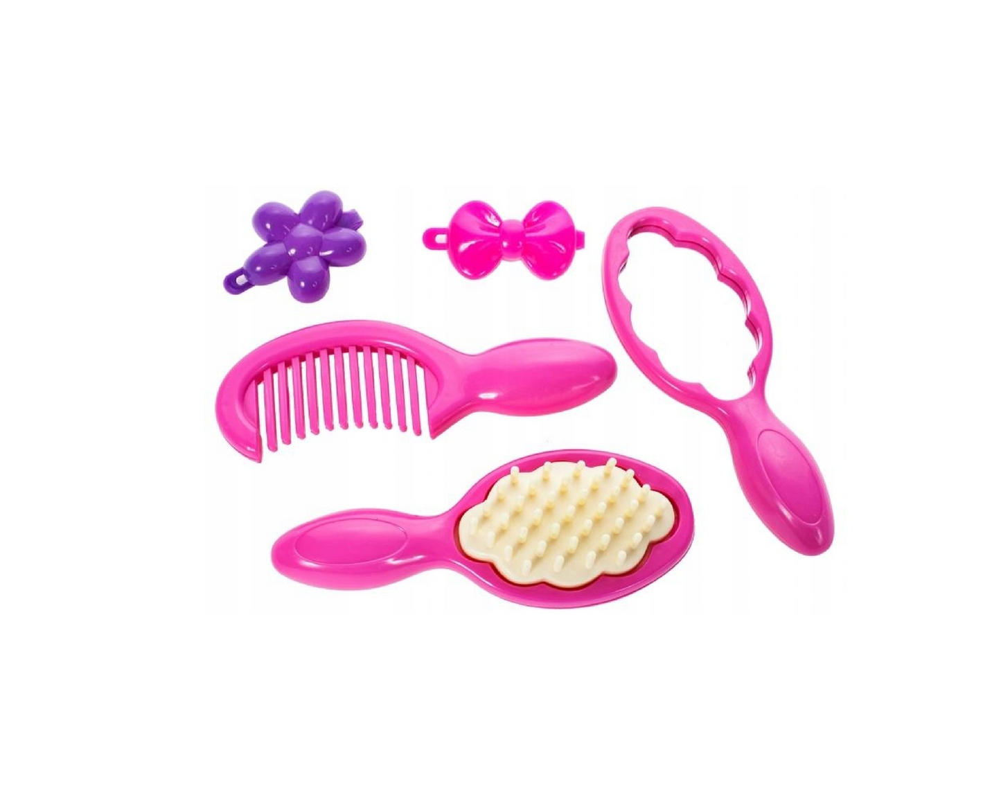 Set papusa bruneta Honey Pretty Doll cu accesorii, pieptene, perie, agrafe, 5 piese, MalPlay 105984