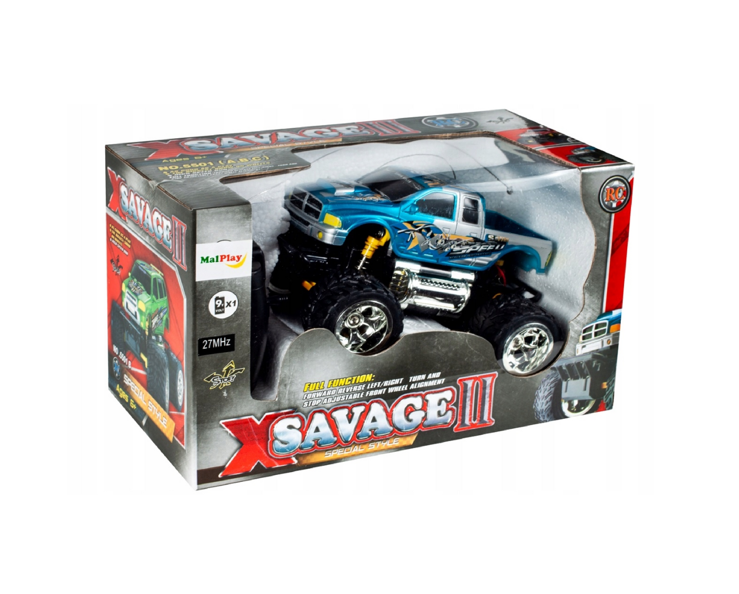 Masina de teren cu telecomanda X-Savage, 27 cm, MalPlay 102373