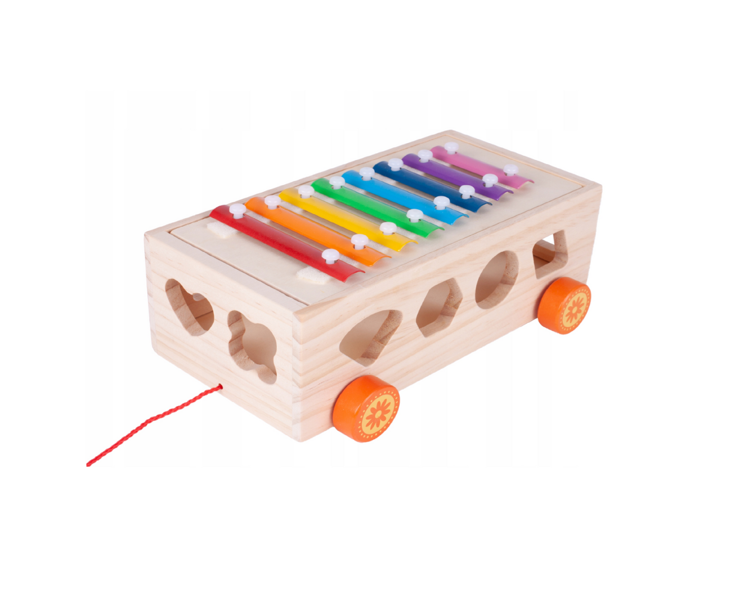 Set masinuta de lemn cu diferite forme, 14 elemente, MalPlay 109232