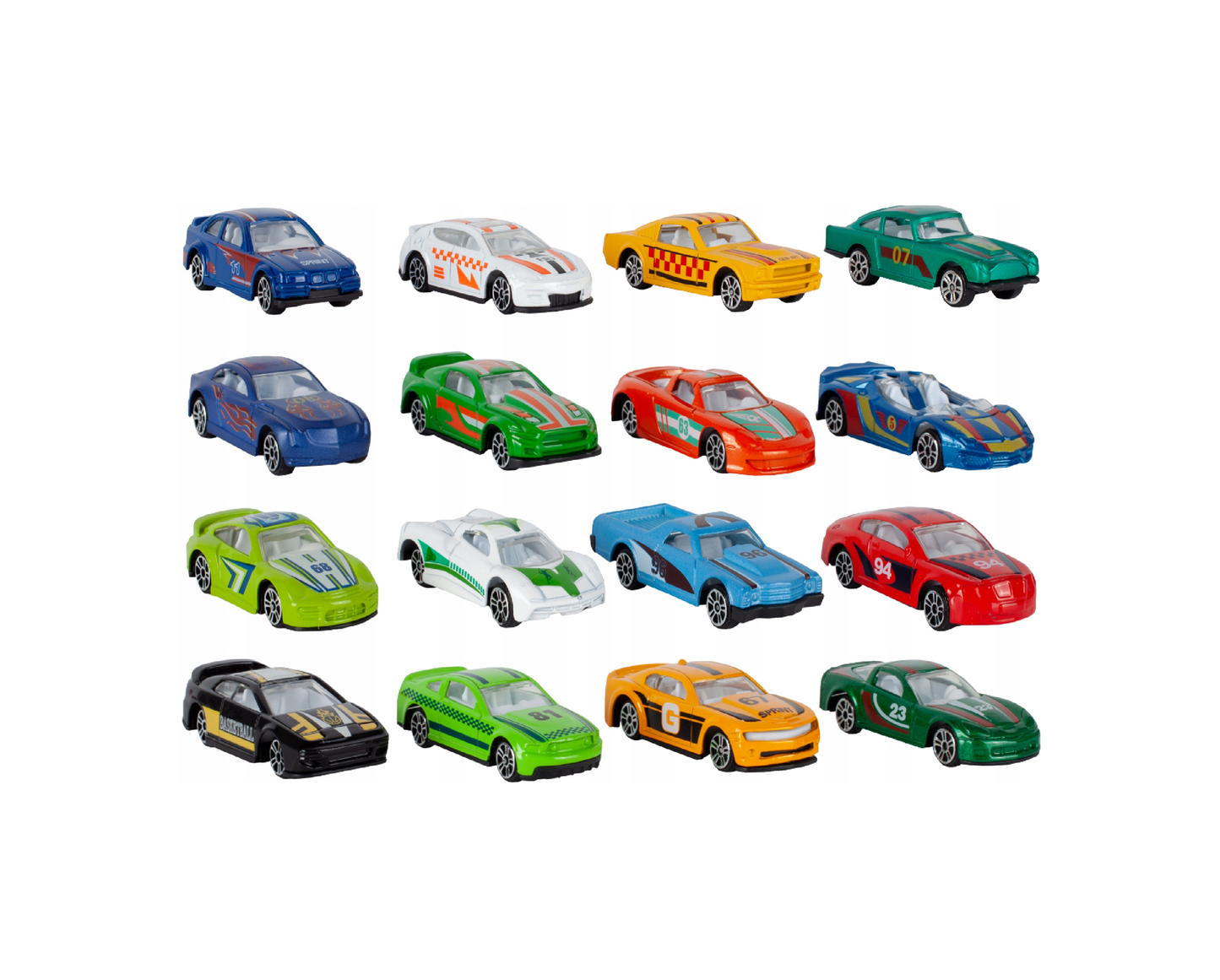 Set 16 masinute metalice, 1:64, MalPlay 108444