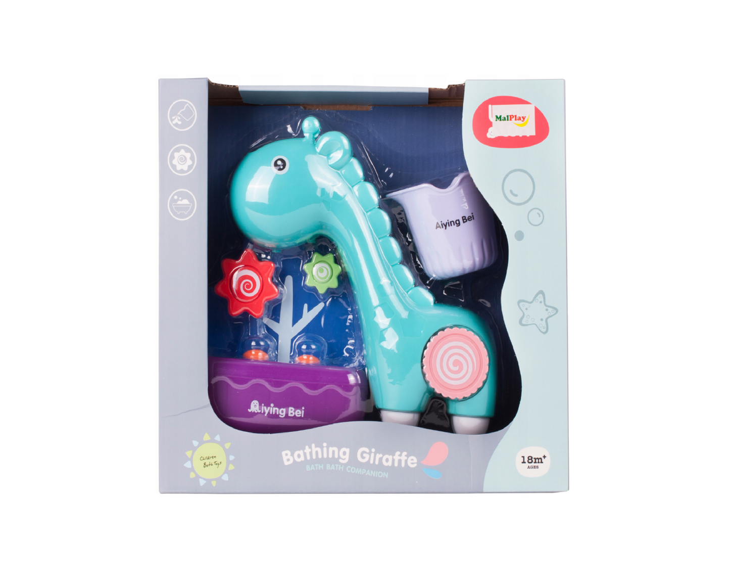 Jucarie de baie girafa, 21,5 x 7,0 x 23,0 cm, MalPlay 108878