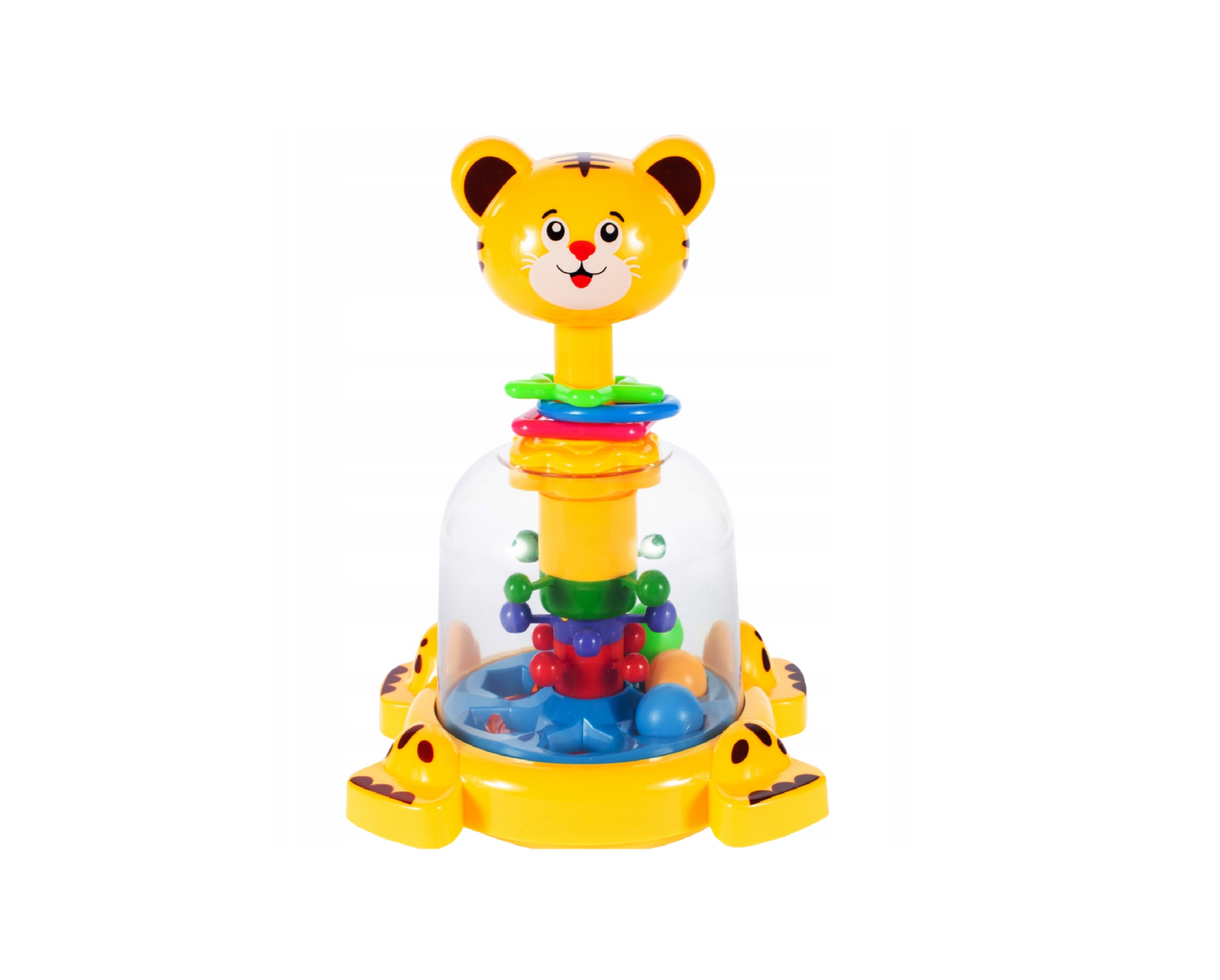 Jucarie interactiva pisicuta cu bilute saritoare, 17 x 14 x 24 cm, MalPlay 107205