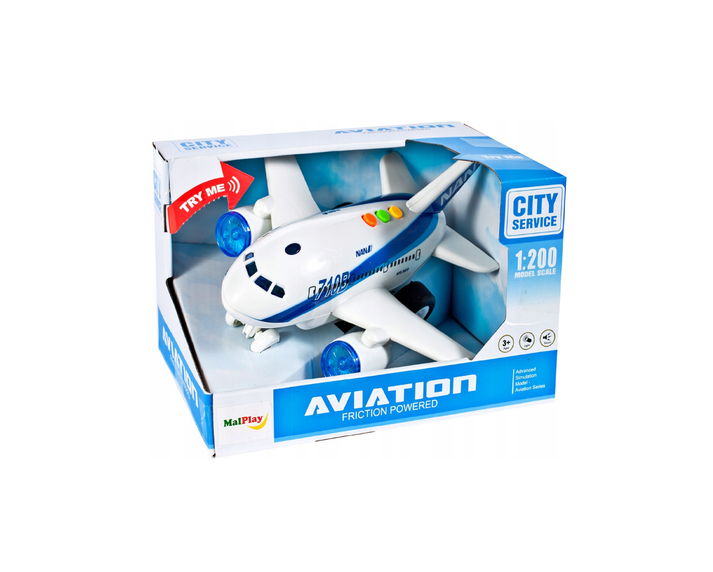 Avion cu sunete si lumini, 21,0 x 17,0 x 12,0 cm, MalPlay 107193