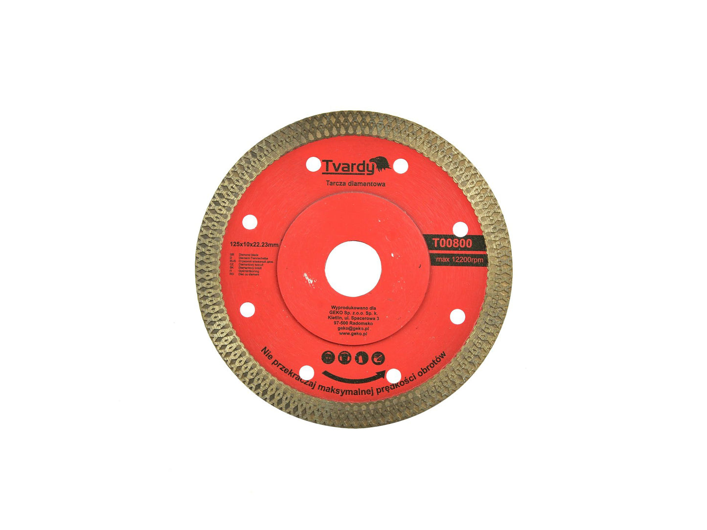 Disc diamantat pentru taierea gresiei, 125 x 10 x 22.23 mm, Tvardy T00800