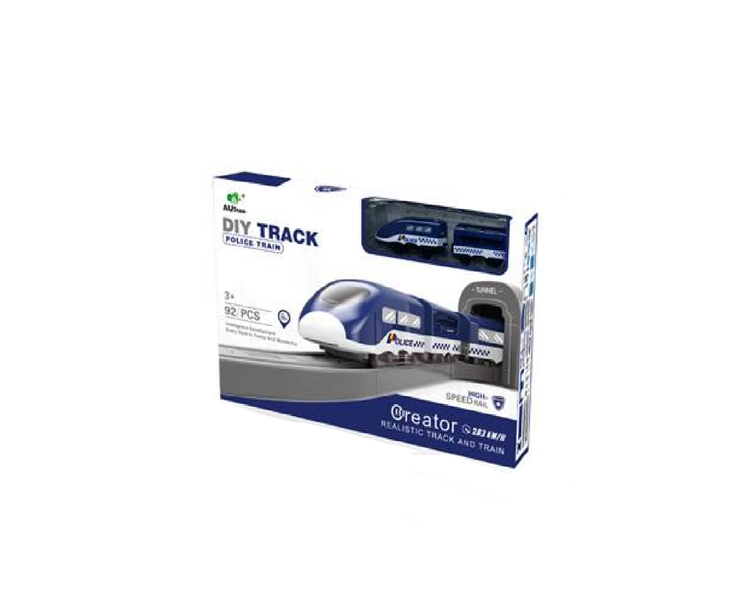 Set tren electric cu sina si accesorii, 92 elemente, MalPlay 109596