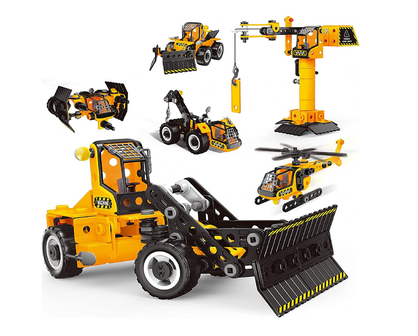 Set constructie utilaje 8 in 1, 223 elemente, MalPlay 109899