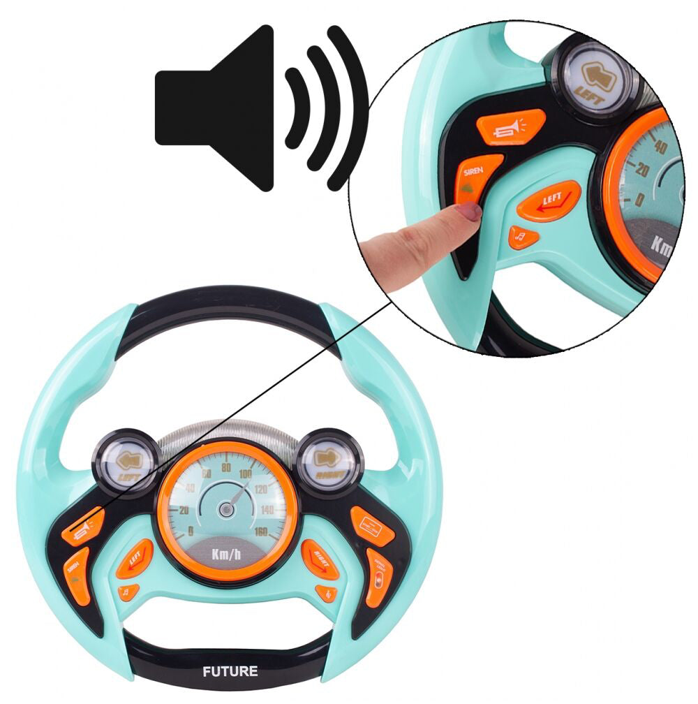 Volan interactiv muzical cu sunete si lumini, 25 x 3.5 x 24 cm, MalPlay 109124