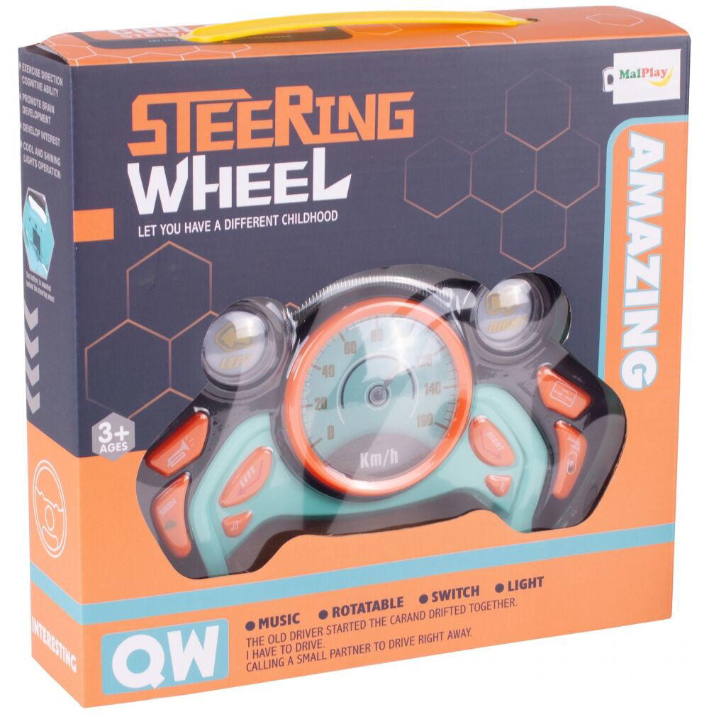 Volan interactiv muzical cu sunete si lumini, 25 x 3.5 x 24 cm, MalPlay 109124