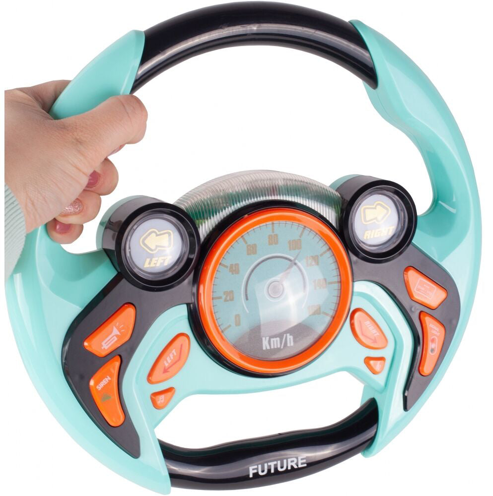 Volan interactiv muzical cu sunete si lumini, 25 x 3.5 x 24 cm, MalPlay 109124