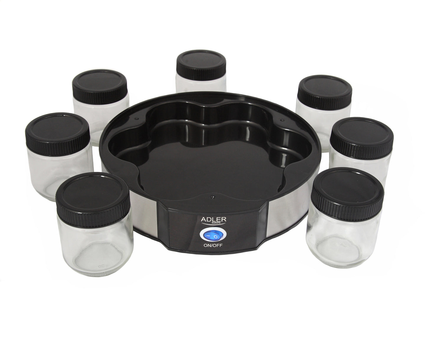 Aparat pentru preparat iaurt, 7 compartimente pentru borcane, negru / argintiu, Adler AD4476