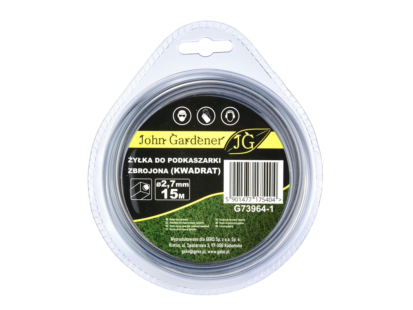 Fir trimmer patrat intarit, 2.7 mm x 15 m, John Gardener G73964-1