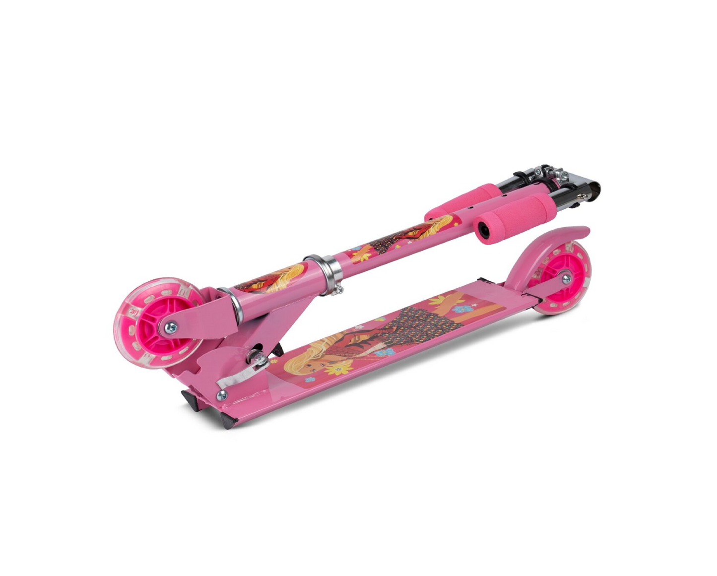 Trotineta pliabila cu roti luminoase, Roz, MalPlay 109549