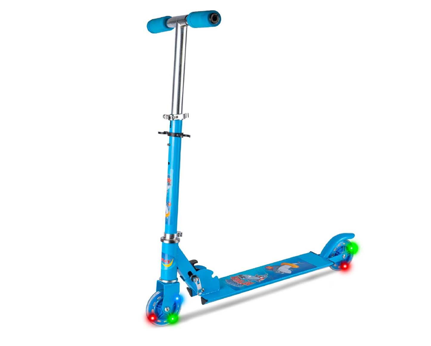 Trotineta pliabila cu roti luminoase, Albastru, MalPlay 109550