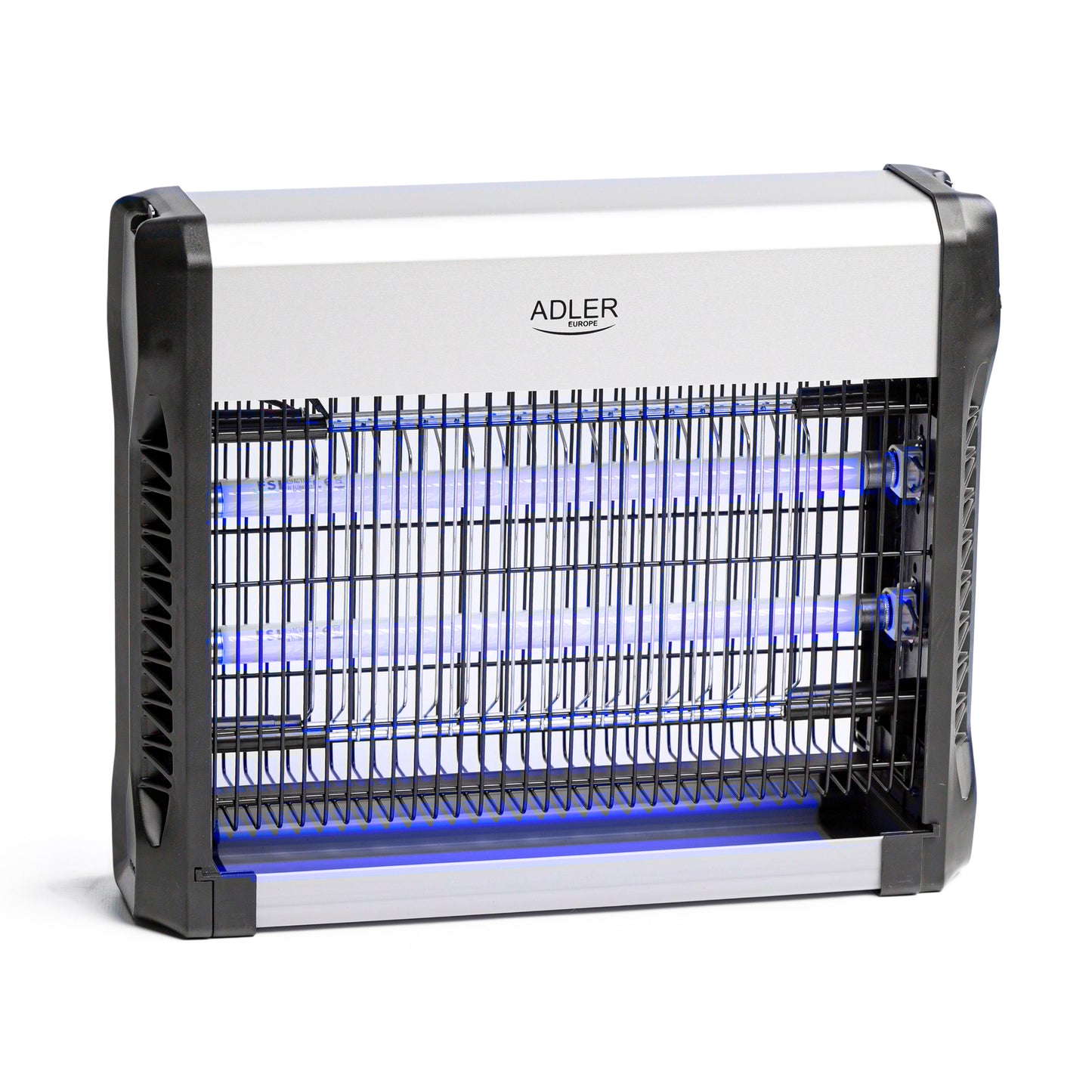 Lampa electrica cu lumina UV anti insecte, 23.7 W, doua surse de lumina, Argintiu / Negru, Adler AD7934