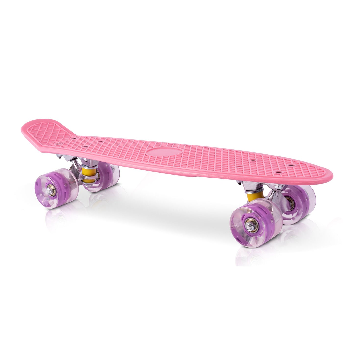 Skateboard roz cu roti luminoase, 56 cm x 15 cm, MalPlay 110183
