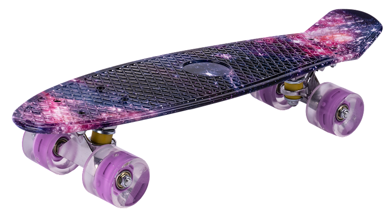 Skateboard model Space cu roti luminoase, 56 cm x 15 cm, MalPlay 110184