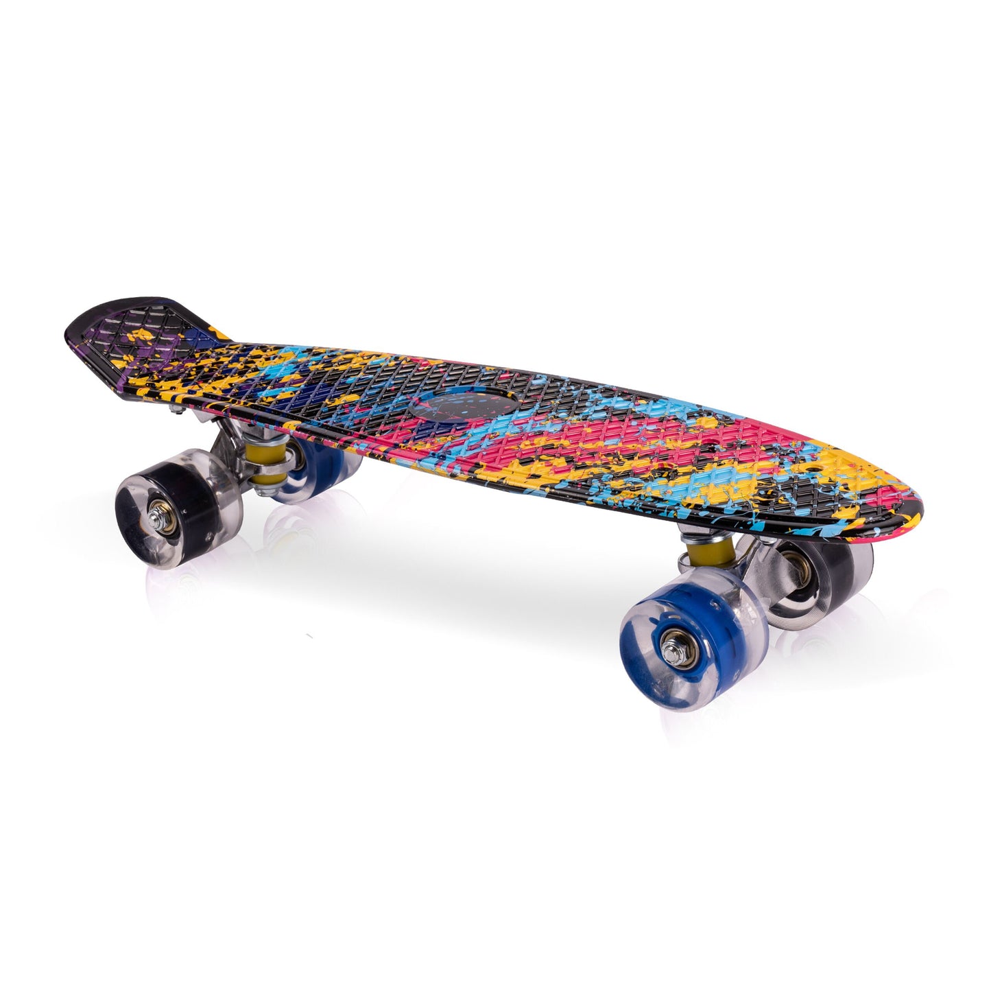 Skateboard multicolor cu roti luminoase, 56 cm x 15 cm, MalPlay 110185