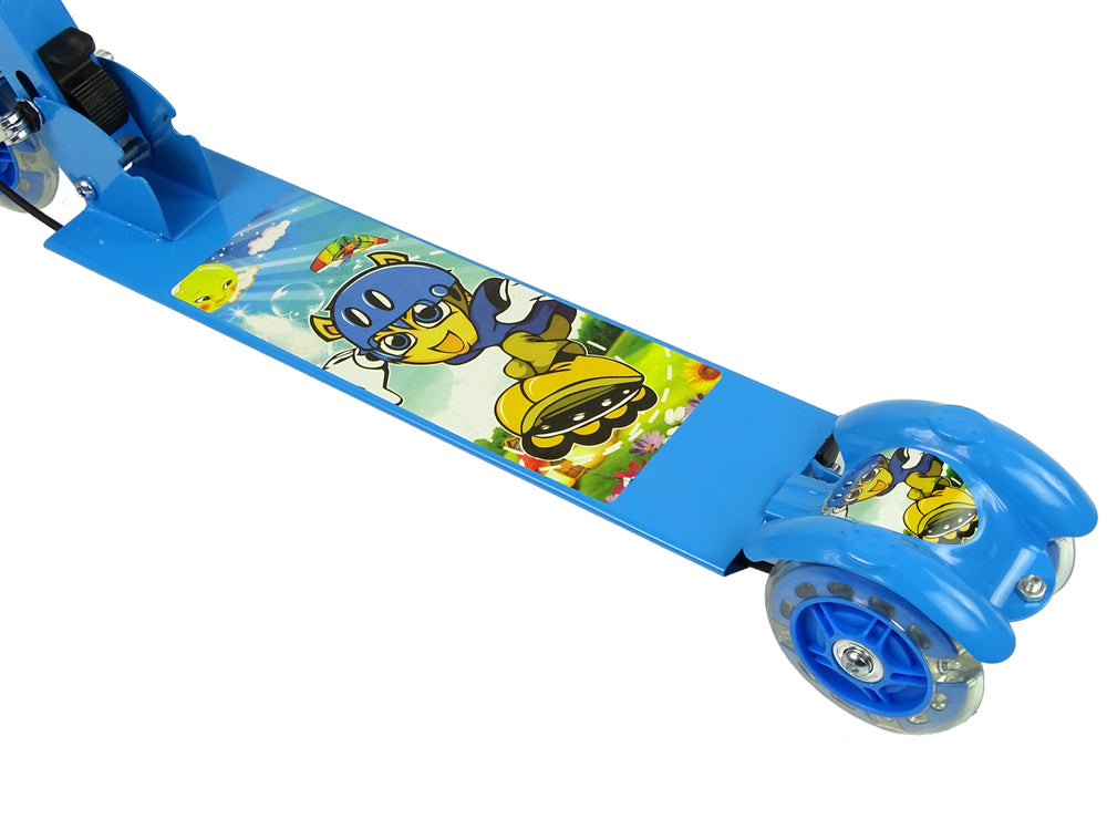 Trotineta cu roti luminoase LED, frana de mana, albastru, Lean 11917