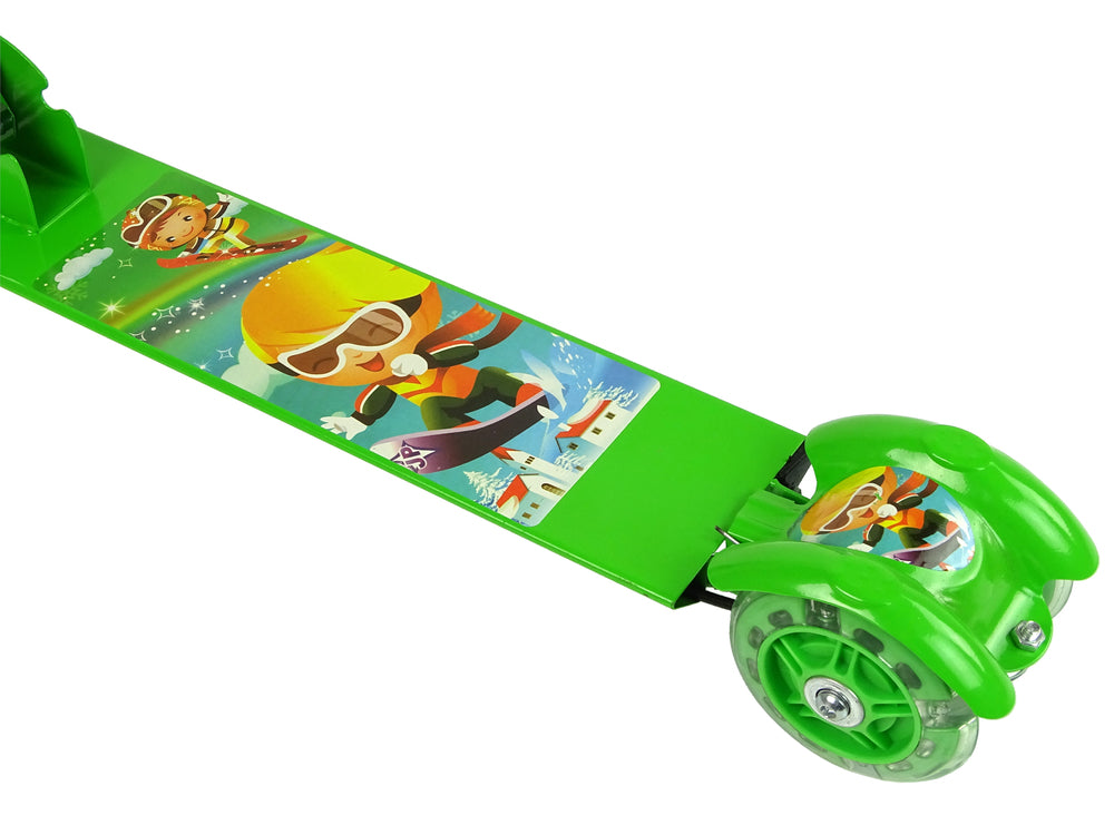 Trotineta cu roti luminoase LED, frana de mana, verde, Lean 11918