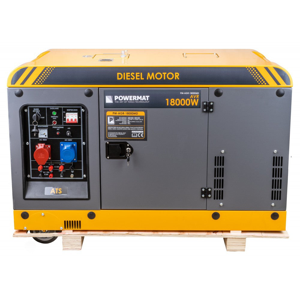 Generator de curent pe motorina PM-AGR-18000MD, 18 kW, 230 V / 400 V, 12 V, Powermat PM1227