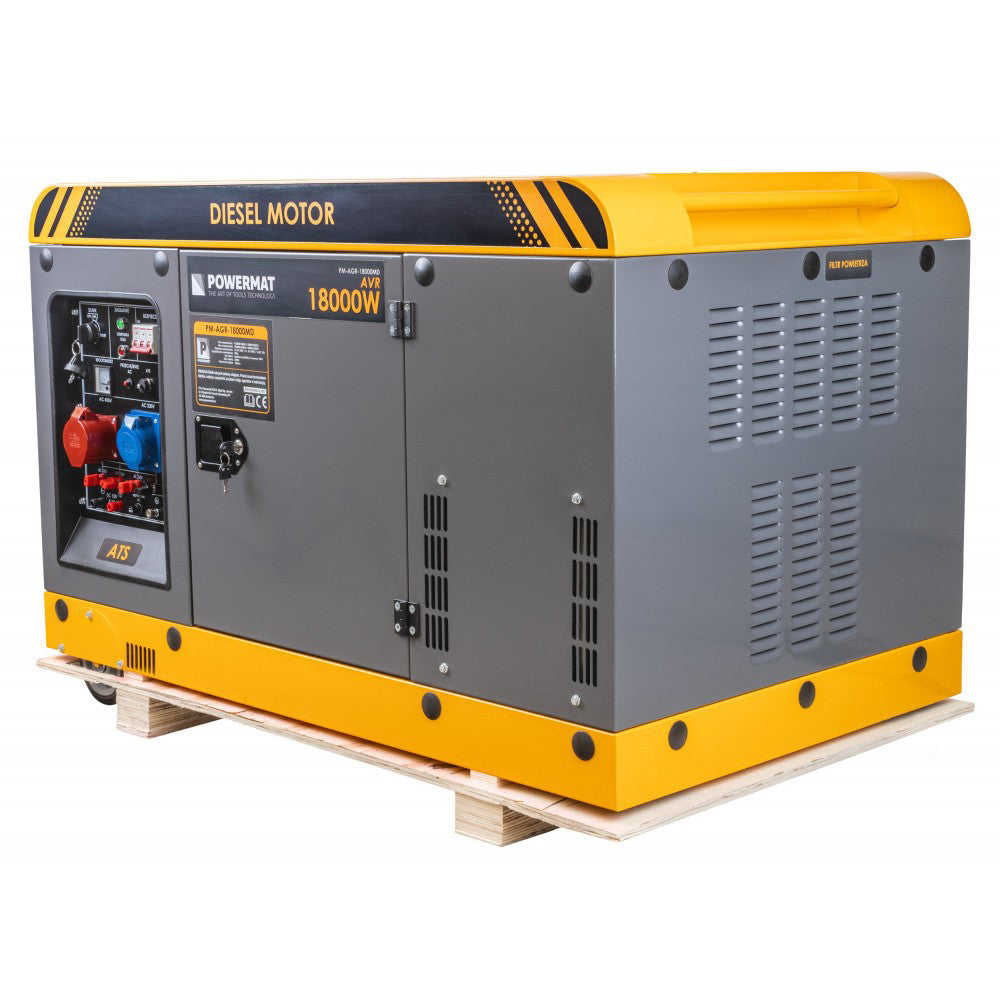 Generator de curent pe motorina PM-AGR-18000MD, 18 kW, 230 V / 400 V, 12 V, Powermat PM1227