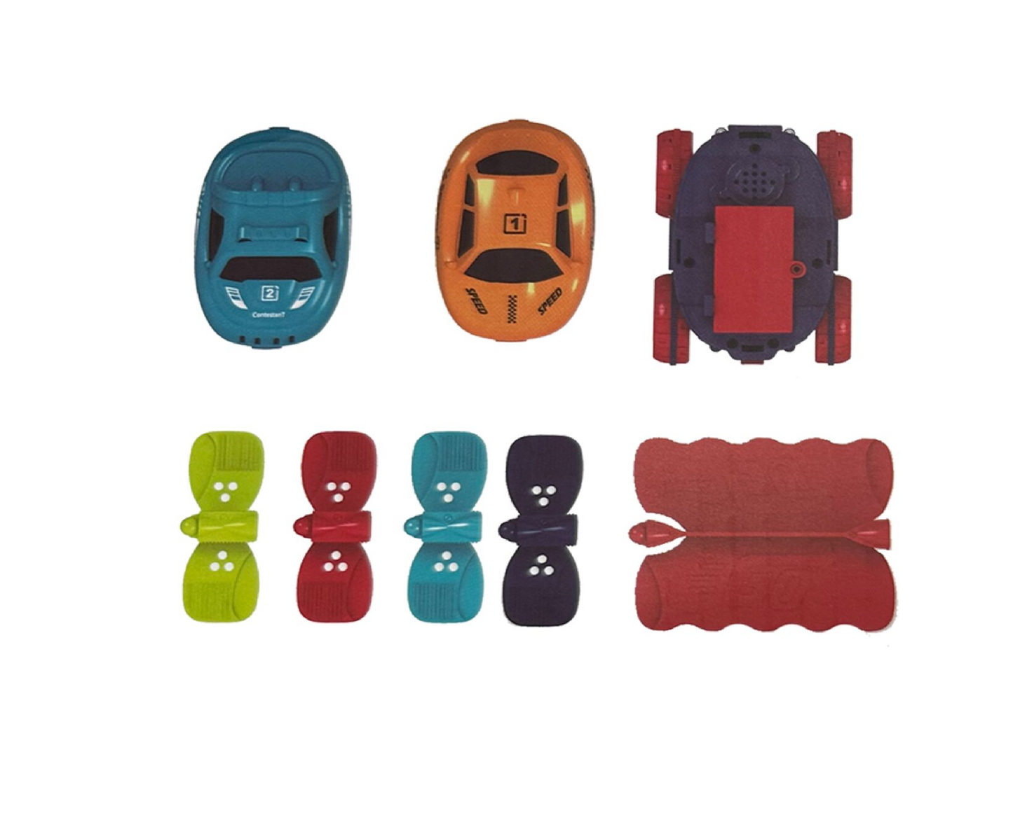 Pista multicolora pentru masini Track Bo, 195 elemente, 2 masini, MalPlay 110486