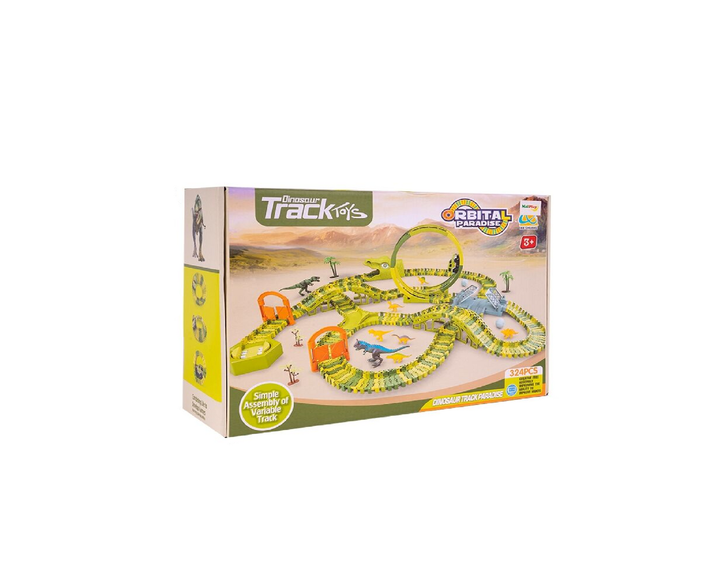 Pista pentru masini tip parc de dinozauri, 324 elemente, MalPlay 110500