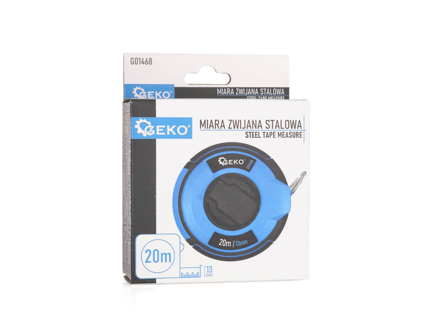 Ruleta metalica otel, 20 m x 13 mm, Geko G01468