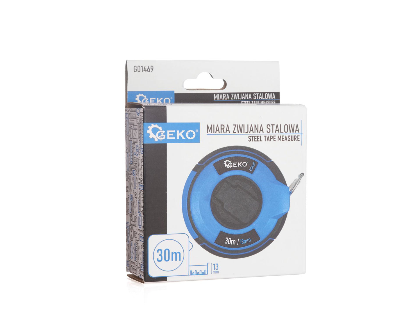 Ruleta metalica otel, 30 m x 13 mm, Geko G01469