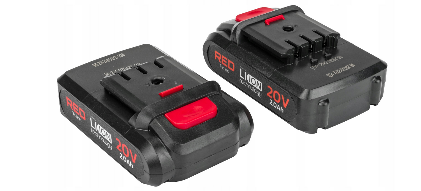 Masina de insurubat cu acumulator si incarcator, 2 x baterii Li-Ion, 2 Ah / 20 V, Red Technic RTWA0033