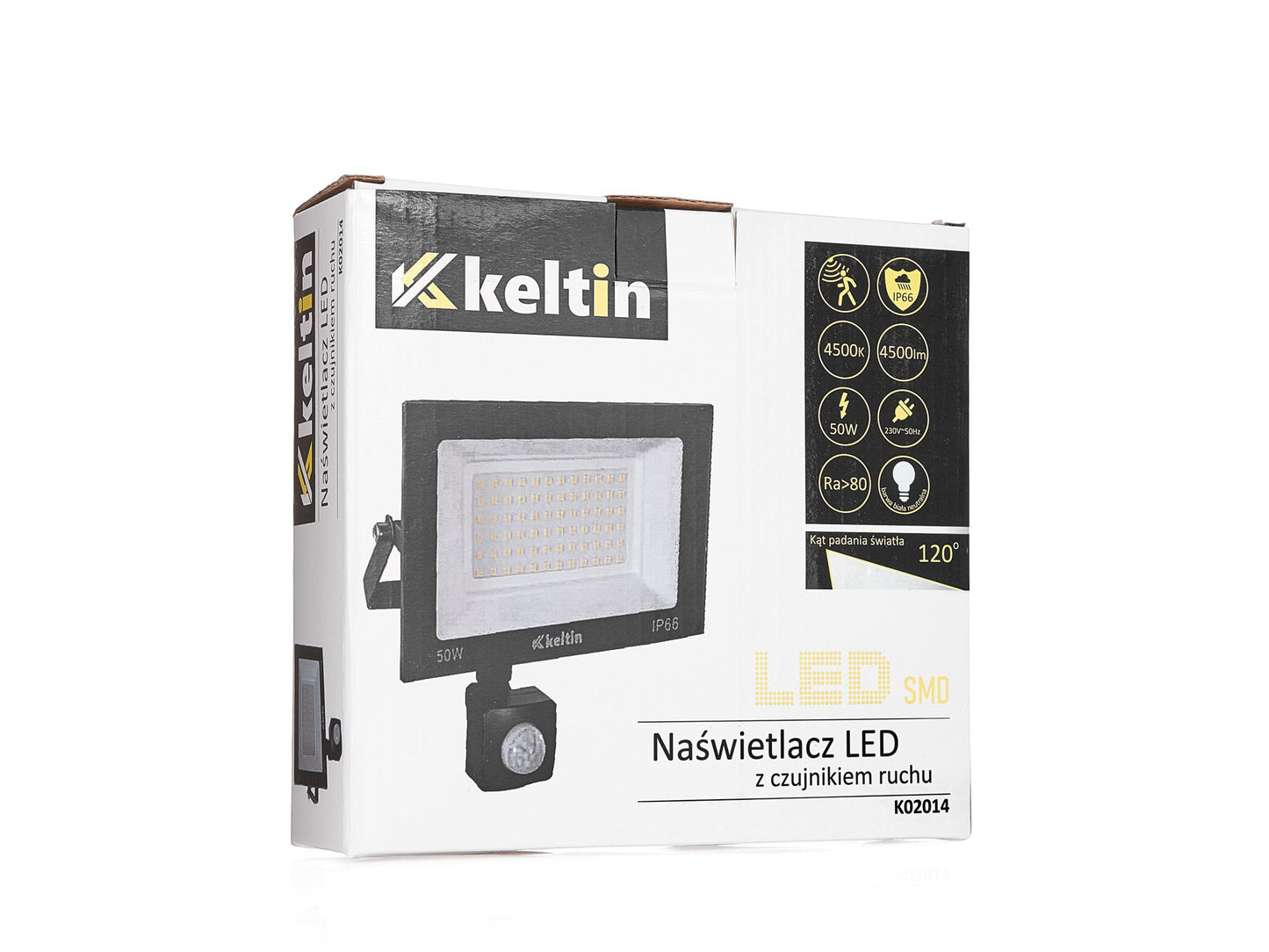 Proiector LED cu senzor de miscare, 50 W, 4500K, Keltin K02014