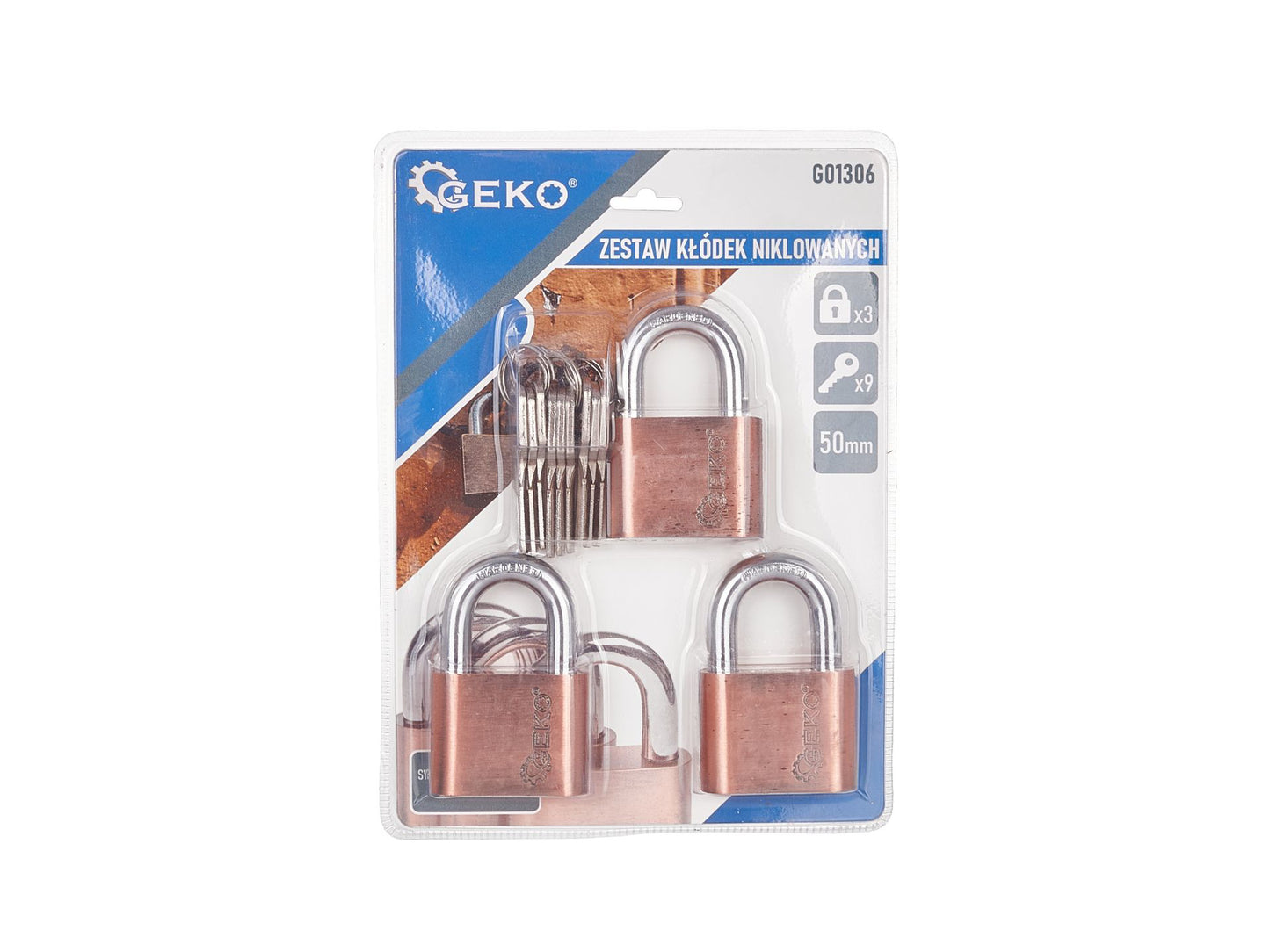 Set lacate nichel, 50 mm, 3 elemente, Geko G01306