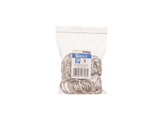 Set inele breloc, 30 mm, 100 elemente, Geko G79960
