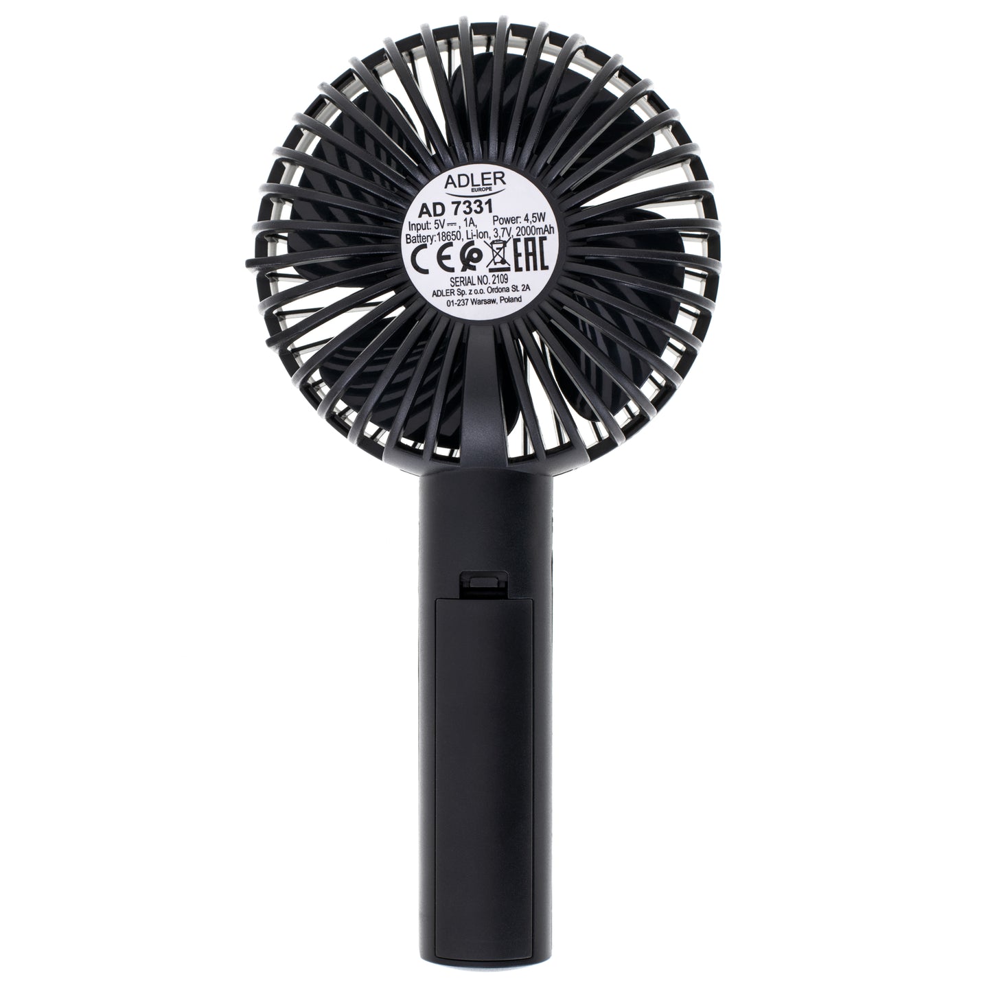 Mini ventilator portabil, 9 cm, 3.5", USB, Negru, Adler AD7331b