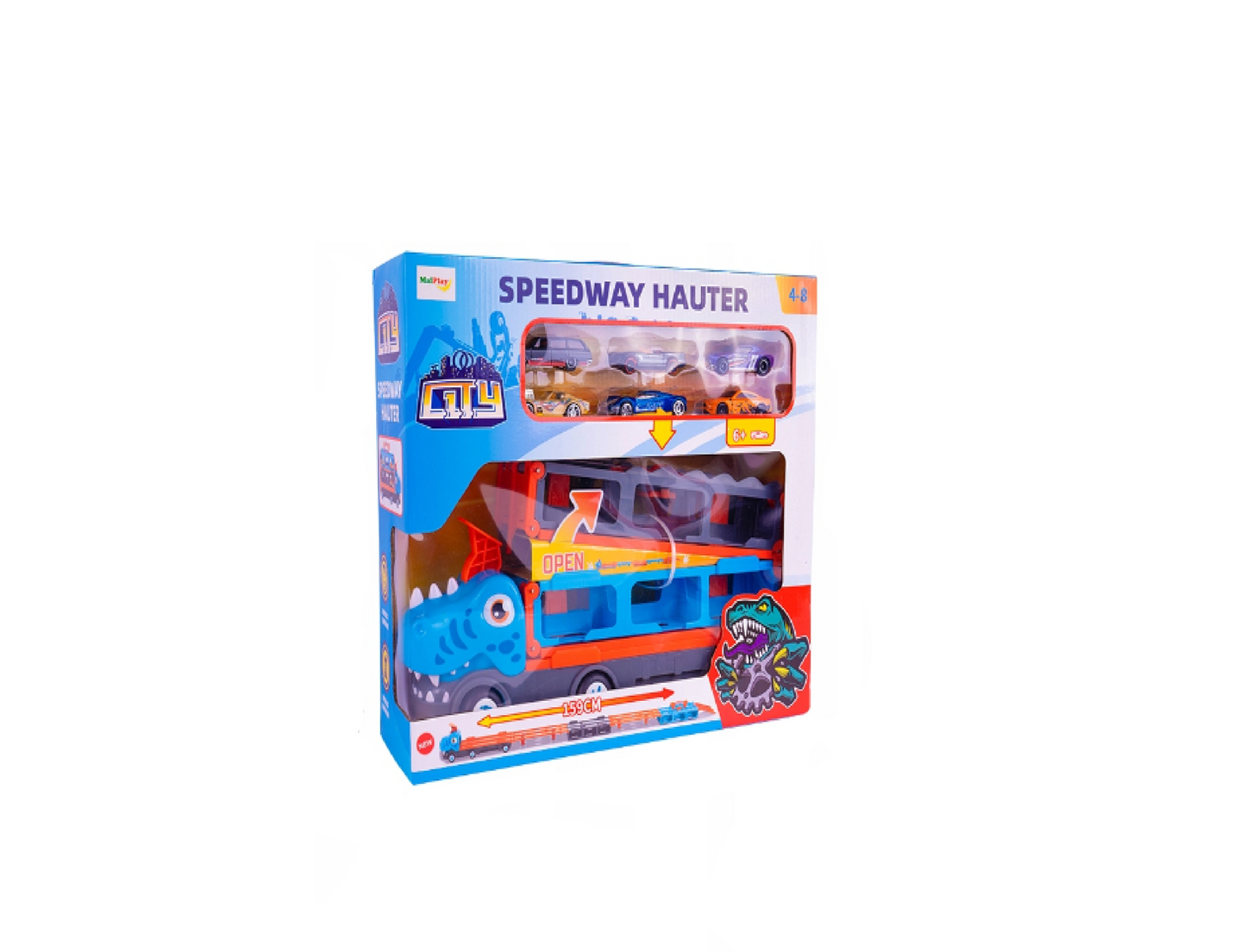 Set pista in forma de dinozaur, 6 masini, MalPlay 110488