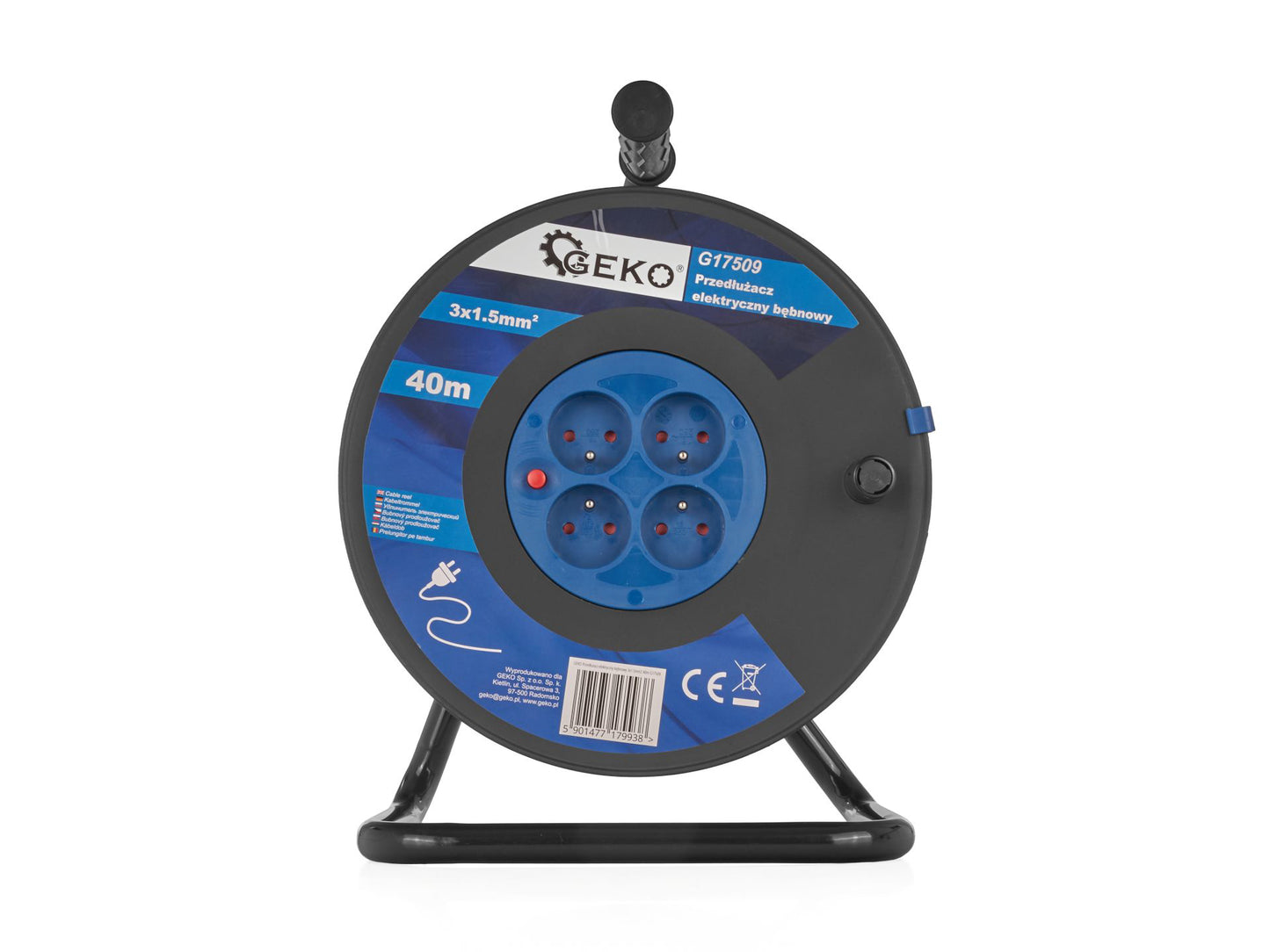 Prelungitor pe tambur, 3 x 1.5 mm2, 40 m, Geko G17509