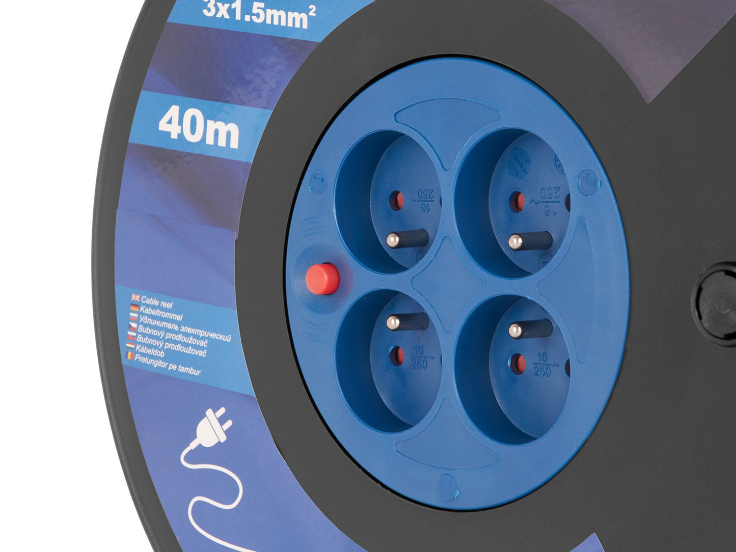 Prelungitor pe tambur, 3 x 1.5 mm2, 40 m, Geko G17509