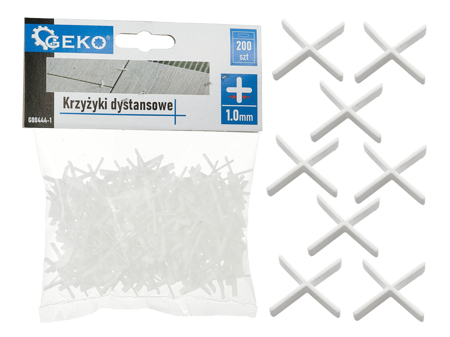 Set distantiere tip cruce pentru gresie si faianta, 1 mm, 200 elemente, Geko G00444-1