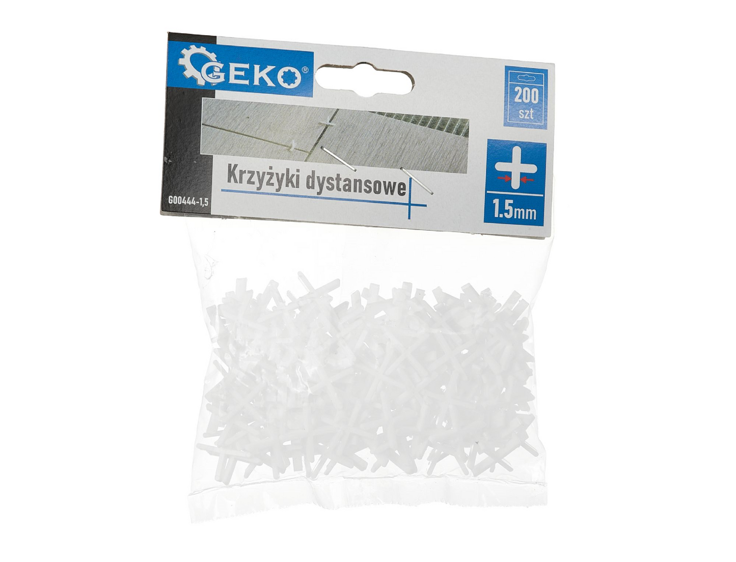 Set distantiere tip cruce pentru gresie si faianta, 1.5 mm, 200 elemente, Geko G00444-1.5