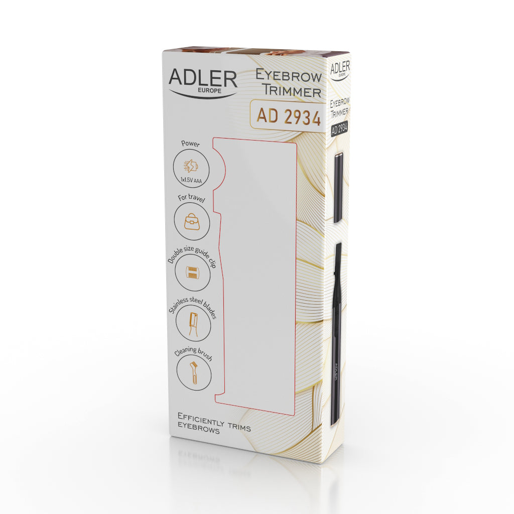 Trimmer pentru sprancene, pieptene cu doua fete, 3,5/1,5 mm, perie, fara fir, negru, Adler AD2934B