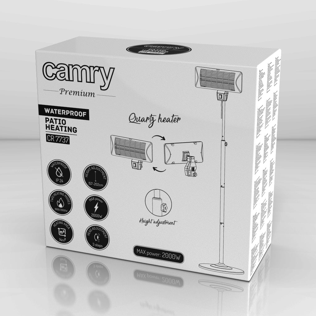 Incalzitor exterior de terasa electric, inaltime ajustabila, Camry CR7737